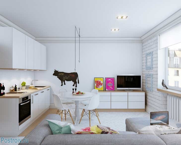 Дизайн квартиры 25 кв. м. в скандинавском стиле. Фото