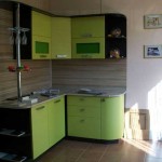 Маленькая угловая кухня венге с зеленым. Фото 18