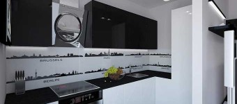 Черно белая кухня в современном стиле