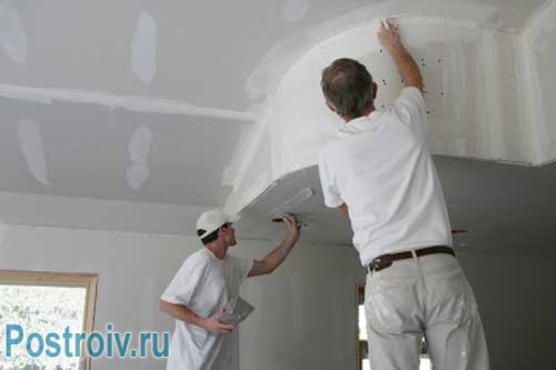 Покраска потолка из гипсокартона