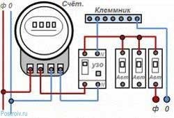 Схема подключения УЗО