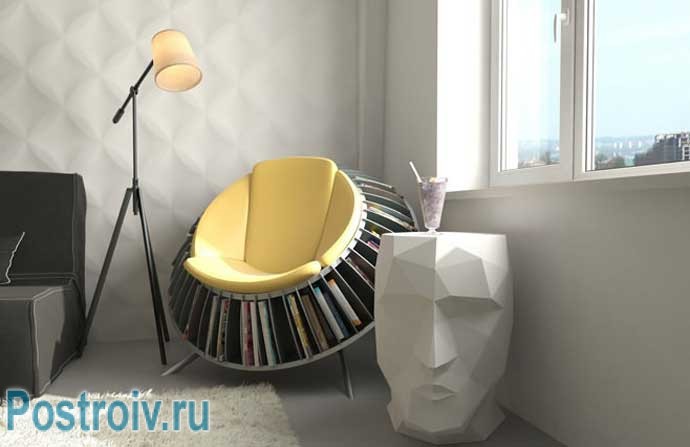 Уютная зона для отдыха с помощью торшера. Фото